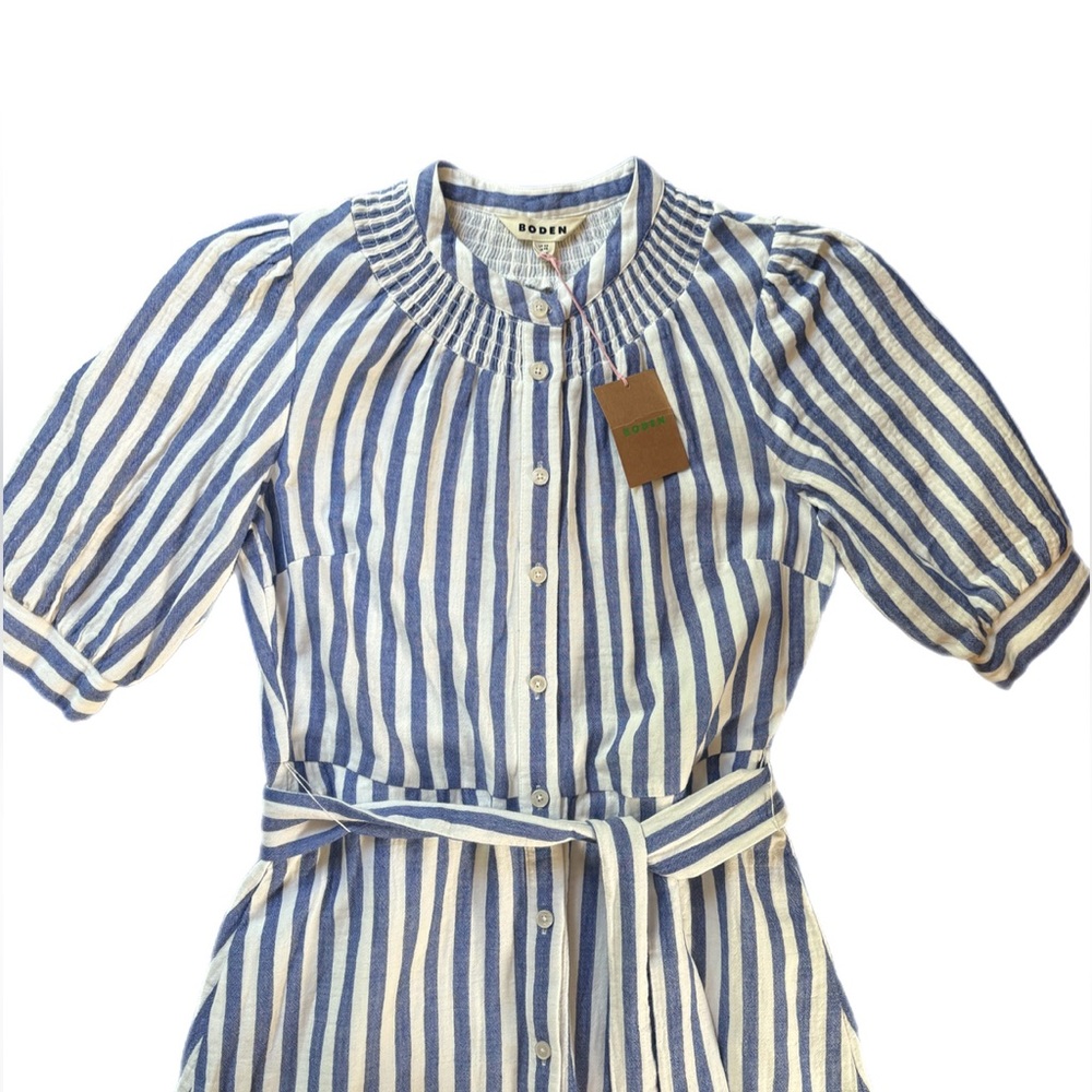 NWT Boden Ada Double Cloth Midi Dress Size 2 Blue White Stripe Coastal Preppy - Picture 7 of 16